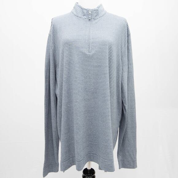 Johnnie-O Striped Half Zip Harvell Light Gray Pullover Size X Large - Picture 1 of 10